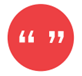 white quote marks in red circle