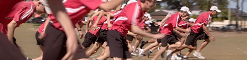 students running in group