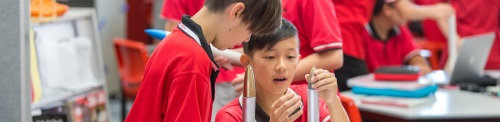 students working in class